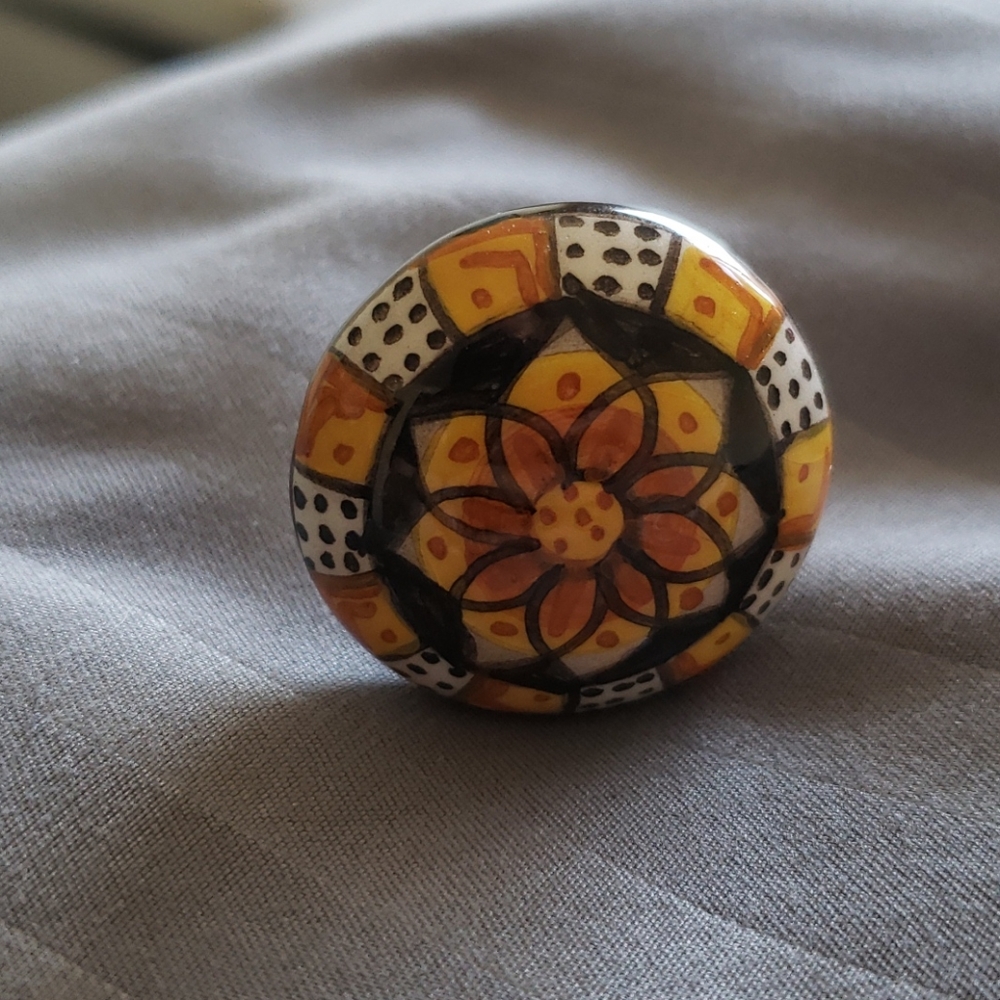 Unique Ceramic Hand Painted Ring - image 1